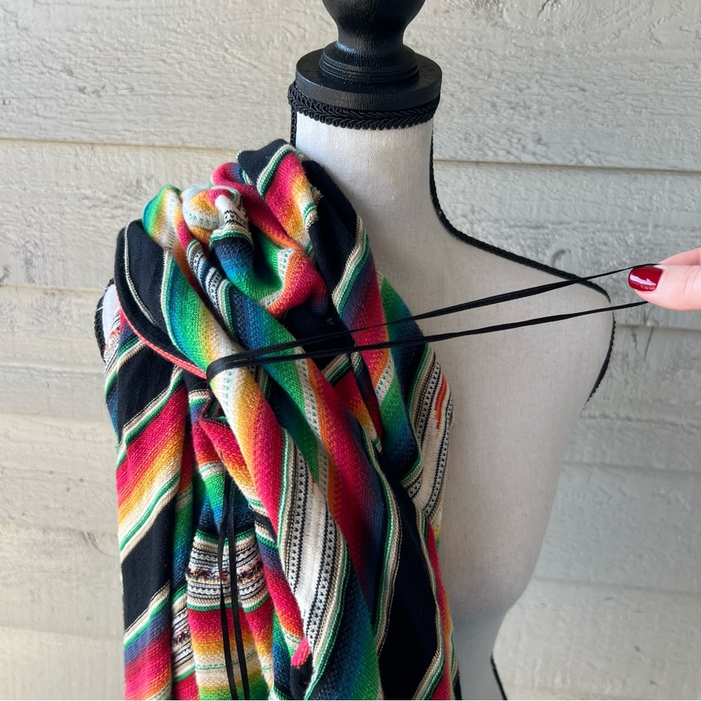 Vintage Ralph Lauren Multicolor Striped Cardigan Poncho - Picture 12 of 12